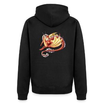 red pretty dragon - Unisex Premium Bio Zip Hoodie - Schwarz - Hinten - Nico (187cm)