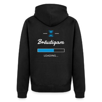 Bräutigam - Unisex Premium Bio Zip Hoodie - Schwarz - Hinten - Nico (187cm)