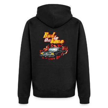 Bad to the Bone - Unisex Premium Bio Zip Hoodie - Schwarz - Hinten - Nico (187cm)