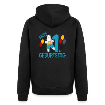 Mein erster Geburtstag - Unisex Premium Bio Zip Hoodie - Schwarz - Hinten - Nico (187cm)