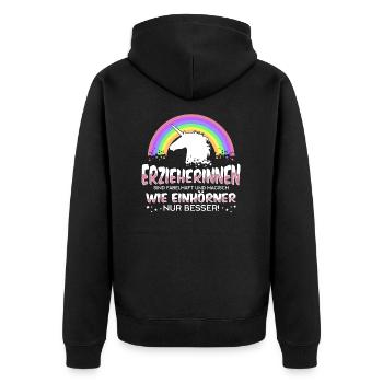Educators are just better fun like unicorns - Unisex Premium Organic Zip Hoodie - black - Back - Nico (187cm)