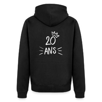 20 ans - Veste à capuche bio Premium Unisexe - noir - Dos - Nico (187cm)