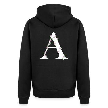 A - Unisex Premium Bio Zip Hoodie - Schwarz - Hinten - Nico (187cm)