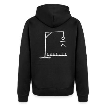 Jeu du pendu antifasciste - Veste à capuche bio Premium Unisexe - noir - Dos - Nico (187cm)
