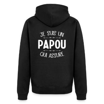 Je suis un Papou qui Assure - Veste à capuche bio Premium Unisexe - noir - Dos - Nico (187cm)