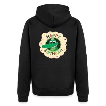 Happy Birthday | Birthday | Crocodile - Unisex Premium Organic Zip Hoodie - black - Back - Nico (187cm)
