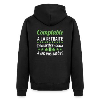 Comptable à la retraite cadeau humour - Veste à capuche bio Premium Unisexe - noir - Dos - Nico (187cm)
