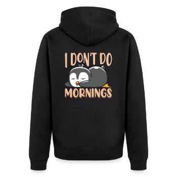 I don't do mornings - Unisex Premium Organic Zip Hoodie - black - Back - Nico (187cm)