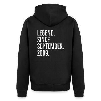 Legend Since September 2009 - Unisex Premium Organic Zip Hoodie - black - Back - Nico (187cm)
