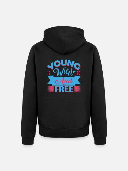 young wild and free - Unisex Premium Organic Zip Hoodie - black