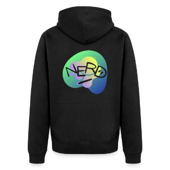 NERD - Unisex Premium Bio Zip Hoodie - Schwarz - Hinten - Nico (187cm)