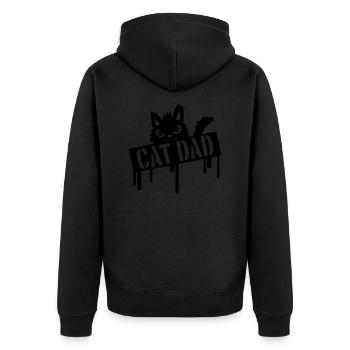 Cat Father Stamp Logo - Unisex Premium Organic Zip Hoodie - black - Back - Nico (187cm)