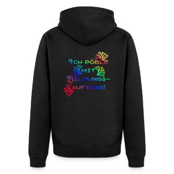 Der blumige Bildungsauftrag - Unisex Premium Bio Zip Hoodie - Schwarz - Hinten - Nico (187cm)