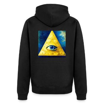 All Seeing Eye - Unisex Premium Organic Zip Hoodie - black - Back - Nico (187cm)