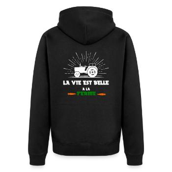 la vie est belle a la ferme - Veste à capuche bio Premium Unisexe - noir - Dos - Nico (187cm)