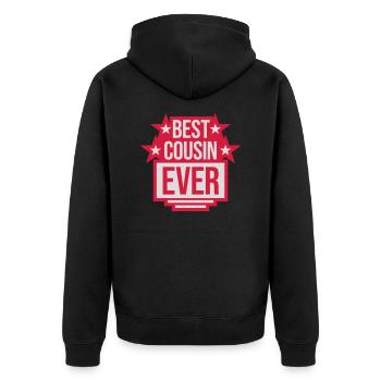 best cousin ever quote - Unisex Premium Organic Zip Hoodie - black - Back - Nico (187cm)