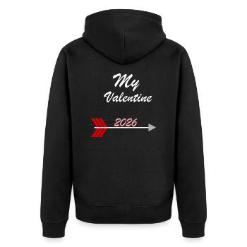 My Valentine 2026 Design - Unisex Premium Organic Zip Hoodie - black - Back - Nico (187cm)