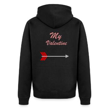My Valentine rose Design - Unisex Premium Organic Zip Hoodie - black - Back - Nico (187cm)