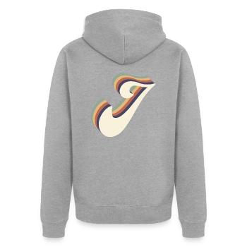 Buchstabe j - Unisex Premium Bio Zip Hoodie - Grau meliert - Hinten - Nico (187cm)
