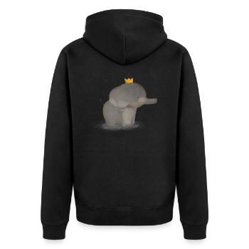 Kleiner Süßer Elefant - Unisex Premium Bio Zip Hoodie - Schwarz - Hinten - Nico (187cm)