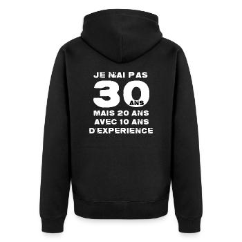 Je n'ai pas 30 ans mais 20 ans avec 10 ans - Veste à capuche bio Premium Unisexe - noir - Dos - Nico (187cm)