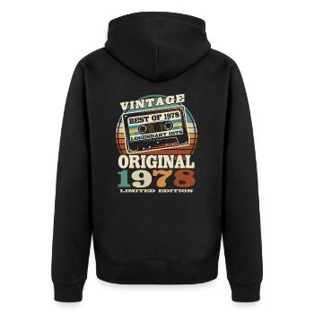 45 years old - birthday 1978 - born in 1978 - Unisex Premium Organic Zip Hoodie - black - Back - Nico (187cm)