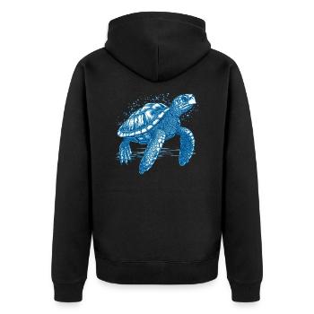 Turtle swimming freely in the sea - Unisex Premium Organic Zip Hoodie - black - Back - Nico (187cm)