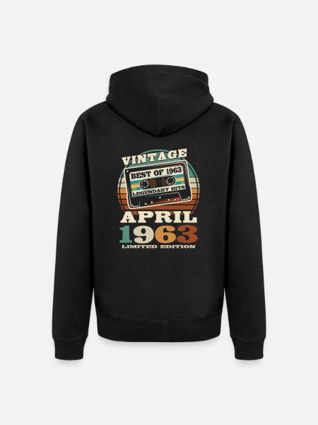 Nato nell'aprile del 1963 - 60 anni - Felpa con cappuccio ecologica premium unisex - nero