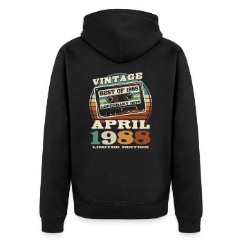 Born in April 1988 - 35 years old - Unisex Premium Organic Zip Hoodie - black - Back - Nico (187cm)