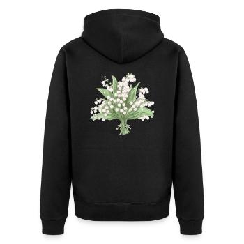 Blumenstrauß vom Maiglöckchen - Unisex Premium Bio Zip Hoodie - Schwarz - Hinten - Nico (187cm)