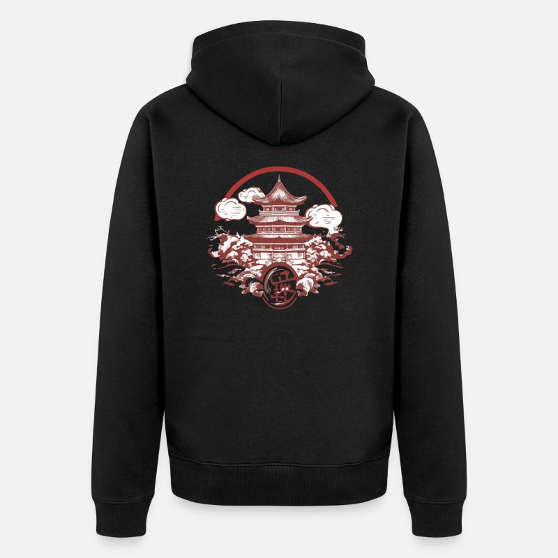 Chinesische Folklore - Unisex Premium Bio Zip Hoodie - Schwarz