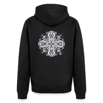 Portugiesisches Mandala - Unisex Premium Bio Zip Hoodie - Schwarz - Hinten - Nico (187cm)