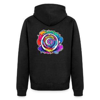 Verspielte Farben - Unisex Premium Bio Zip Hoodie - Schwarz - Hinten - Nico (187cm)