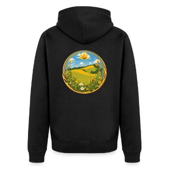 Blühender Frühling - Unisex Premium Bio Zip Hoodie - Schwarz - Hinten - Nico (187cm)