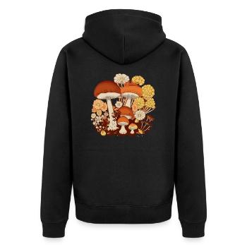 Fleurs et champignons n°5 - Veste à capuche bio Premium Unisexe - noir - Dos - Nico (187cm)