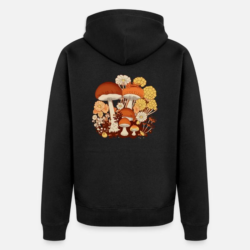 Fleurs et champignons n°5 - Veste à capuche bio Premium Unisexe - noir