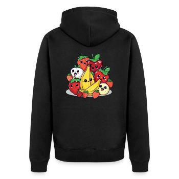 Kawaii-Früchte Nr. 2 - Unisex Premium Bio Zip Hoodie - Schwarz - Hinten - Nico (187cm)