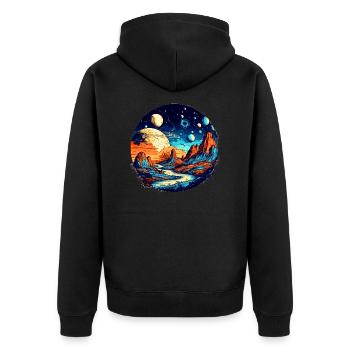 Colorful universe and galaxy in the solar system - Unisex Premium Organic Zip Hoodie - black - Back - Nico (187cm)