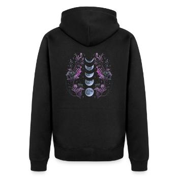 Dunkle Mondphasen - Unisex Premium Bio Zip Hoodie - Schwarz - Hinten - Nico (187cm)