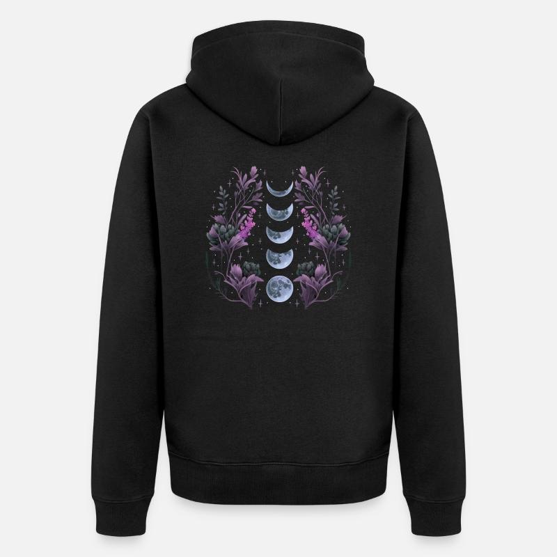 Phases de la Lune Noire - Veste à capuche bio Premium Unisexe - noir