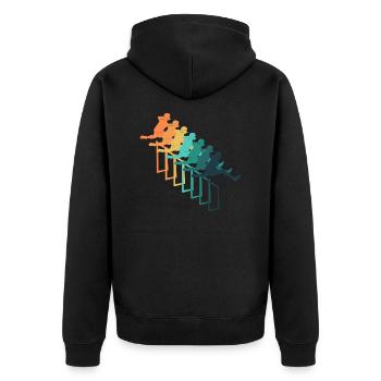 Retro hurdle racing - Unisex Premium Organic Zip Hoodie - black - Back - Nico (187cm)