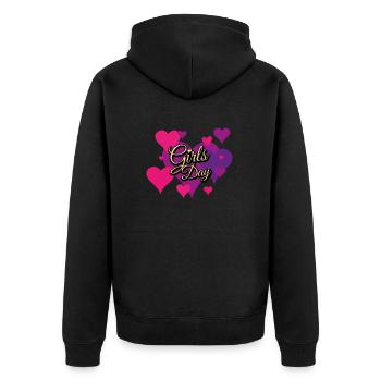 Girls Day Glittermuster - Unisex Premium Bio Zip Hoodie - Schwarz - Hinten - Nico (187cm)