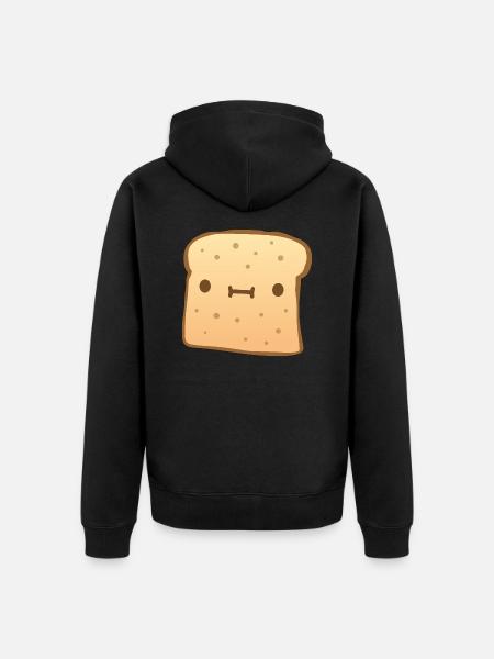 Cute Kawaii Butter Toast Anime Face Toast - Unisex Premium Organic Zip Hoodie - black