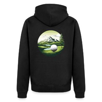 Natural golf - Unisex Premium Organic Zip Hoodie - black - Back - Nico (187cm)