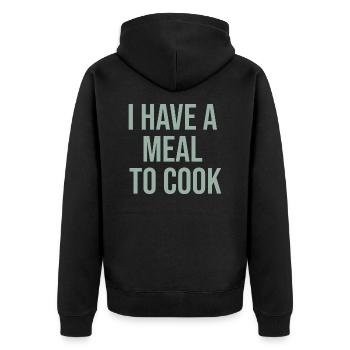 J’ai un repas à cuisiner design pour les cuisiniers à domicile - Veste à capuche bio Premium Unisexe - noir - Dos - Nico (187cm)