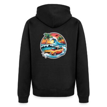 surf plage palmier soleil vacances - Veste à capuche bio Premium Unisexe - noir - Dos - Nico (187cm)