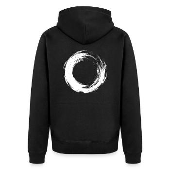 Arrière-plan de coup de pinceau circulaire - Veste à capuche bio Premium Unisexe - noir - Dos - Nico (187cm)