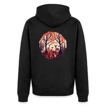A Deer Family (Fall Collection #8) - Unisex Premium Organic Zip Hoodie - black - Back - Nico (187cm)