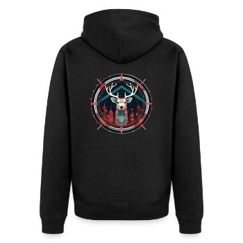 Deer in Ornament, Love Deers - Unisex Premium Organic Zip Hoodie - black - Back - Nico (187cm)