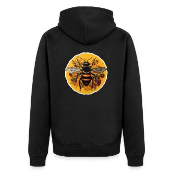 Honeybee - Unisex Premium Organic Zip Hoodie - black - Back - Nico (187cm)